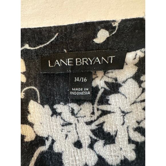 Lane Bryant Blouse Top Woman 14/16 Gauzy Floral Boho Key Hole Long Sleeve Flowy - Picture 4 of 6